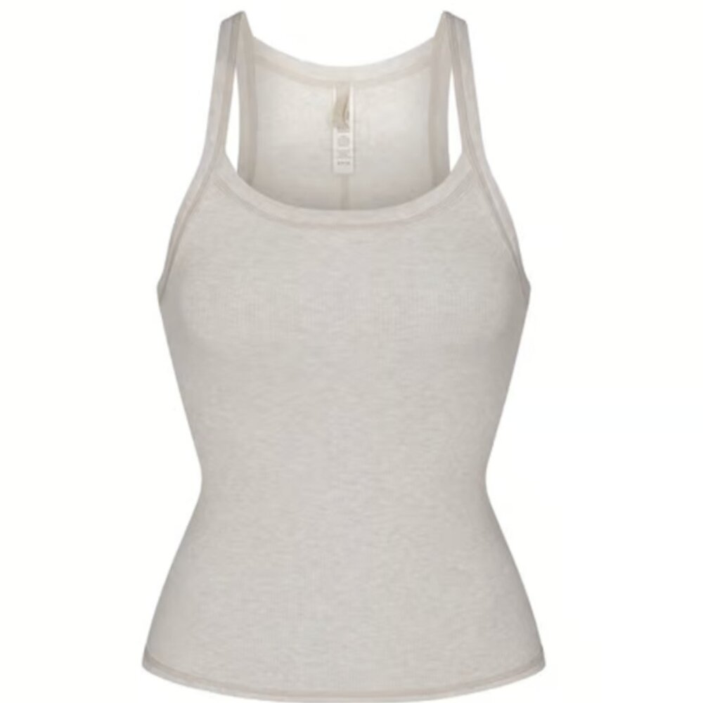NWT SKIMS Cotton Ribbed Tank in Heather Oatmeal XL sold out